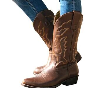 Smokey Mountain Boys 3.5 Brown Western Steal Toe Boots Shoes  Kids 3 1/2